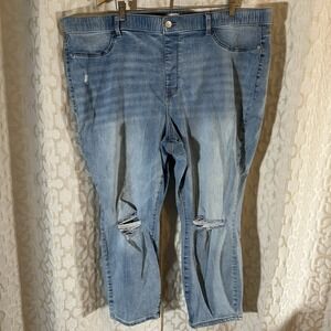 Wonderly Women's Denim Pull On Pants High Rise Skinny Elastic Waist Size 24W